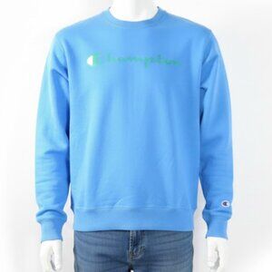 Mens Small Sweatshirt Champion Crewneck Blue With Logo Pullover